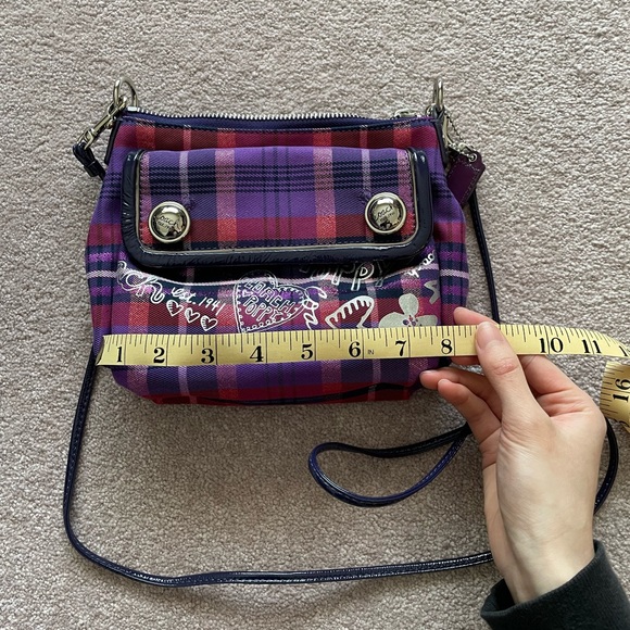 Coach Crossbody Bag in Purple and Pink Plaid - Picture 6 of 9